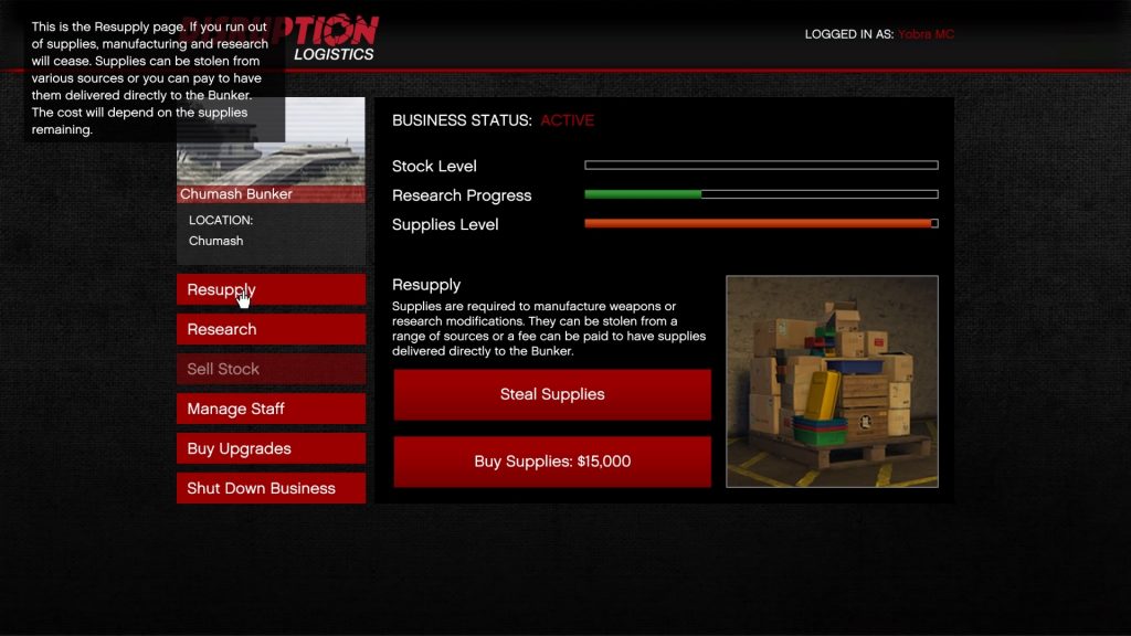 GTA Online Bunkers, Disruption Logistics application.